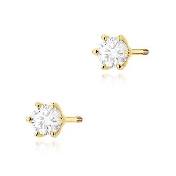 Cercei Aur 14K cu Diamant Natural 0.30 ct Filet cu Protectie