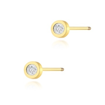 Cercei Aur 14K cu Diamante Naturale 0.03 ct Filet cu Protectie