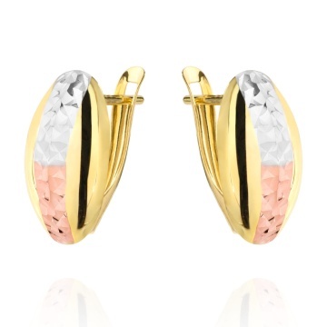 Cercei Aur 14k cu Model Roz si Alb