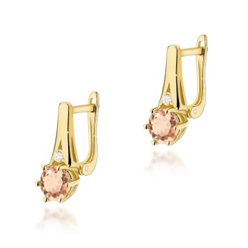 Cercei Aur 14K cu Morganit 0.40 ct si Diamante Naturale 0.03 ct