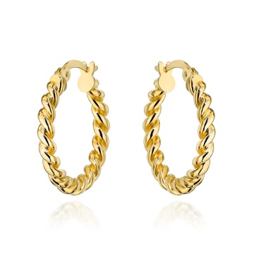 Cercei Aur 14K, Model Rotund Răsucit