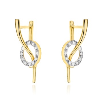 Cercei Aur 14K Valuri și Cerculețe cu Zirconiu – Eleganță Atemporală