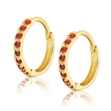 Cercei Aur 8K Princess Sparkle cu Zirconii Rubin