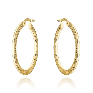 Cercei Creole Aur 14k cu Model Grecesc