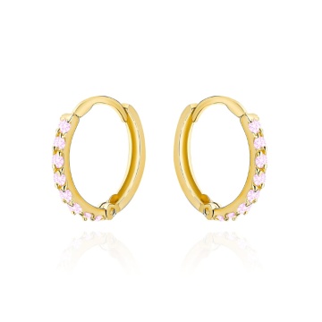Cercei Creole Aur 14k cu Zirconii Roz