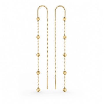 Cercei Golden Beads cu lănțișor din AUR 14K
