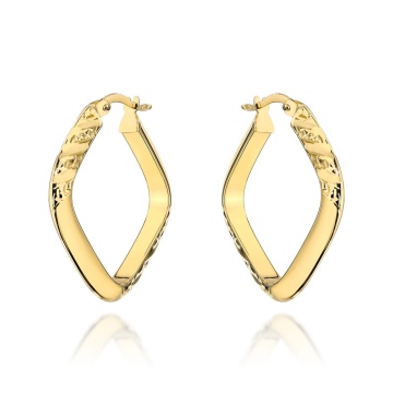 Cercei Pătrați Decorați cu Cristale - Aur 14k