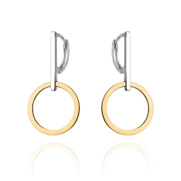 Cercei Rotunzi Aur Galben 14K cu Închidere Elegantă din Aur Alb