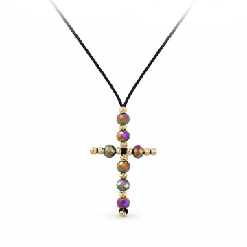 Choker Crystal Cameleon Cross din AUR 14K
