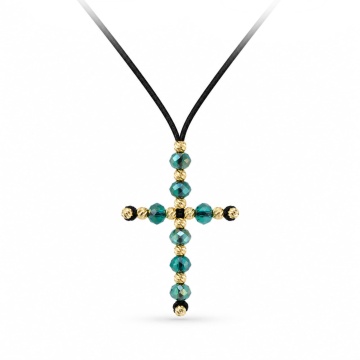 Choker Crystal Turqoise Cross din AUR 14K