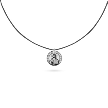 Choker Iisus Hristos Pantocrator cu Șnur Reglabil și Bănuț din Argint 925