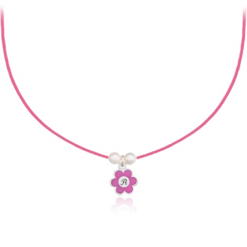 Choker pentru copii - Pink Letter din Argint 925