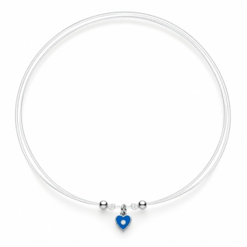 Choker reglabil fir transparent - Blue Heart din Argint 925