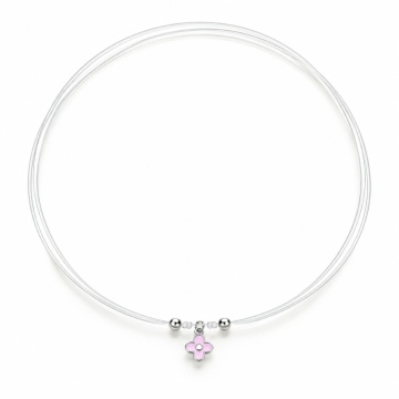 Choker reglabil fir transparent - Pink Flower din Argint 925