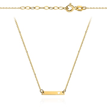 Colier cu Placuta si Inima- Aur 14k
