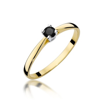Inel Aur 14K cu Diamant Natural Negru 0.20 ct