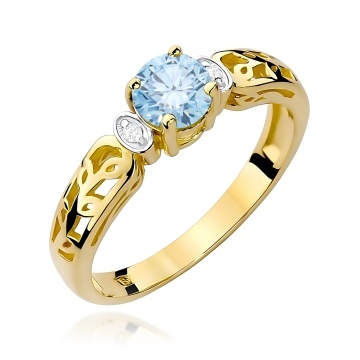 Inel Aur 14K cu Diamante Albastre de Laborator 0.52 ct