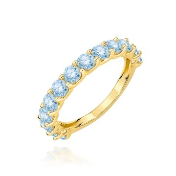 Inel Aur 14K cu Diamante Albastre de Laborator 1.30 ct