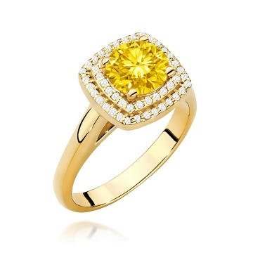 Inel Aur 14K cu Diamante Galbene de Laborator 1.28 ct