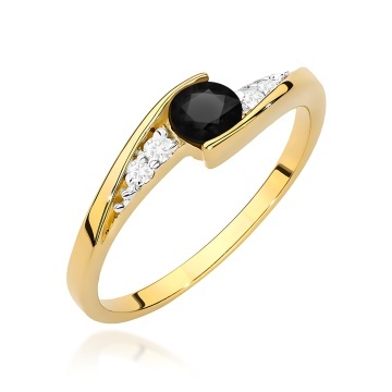 Inel Aur 14K cu Diamante Naturale Albe si Negre 0.36 ct
