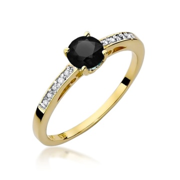 Inel Aur 14K cu Diamante Naturale Albe si Negre 0.55 ct