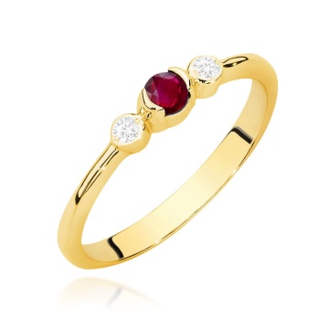 Inel Aur 14K cu Rubin 0.15 ct si Diamante Naturale 0.06 ct