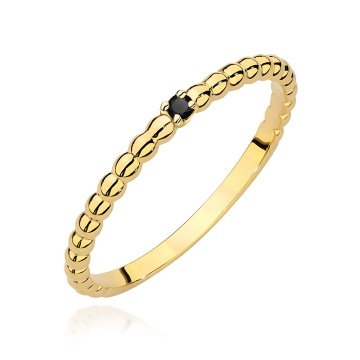 Inel Aur 9K cu Diamant Natural Negru 0.02 ct