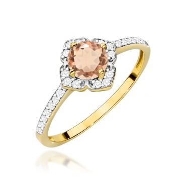 Inel Aur 9K cu Morganit 0.40 ct si Diamante Naturale 0.13 ct