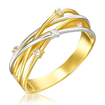 Inel Din Aur 8K Intertwined Cu Zirconiu