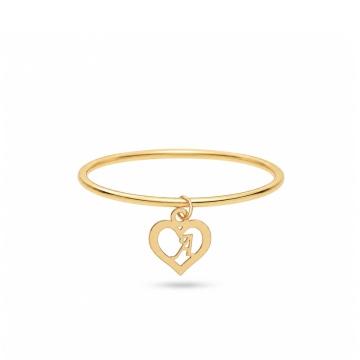 Inel Heart cu inițială AUR 14K