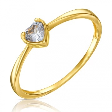 Inel inimă de aur cu zirconiu cubic albastru. 333 3.1665b