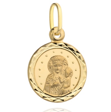 Medalion Maica Domnului în Ramă Ornamentală din Aur