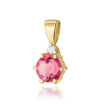 Pandantiv Aur 14K cu Topaz Roz 0.60 ct si Diamant Natural 0.01 ct