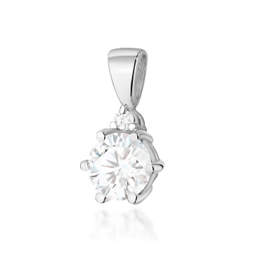 Pandantiv Aur 14K cu White Sapphire 0.60 ct si Diamant Natural 0.01 ct
