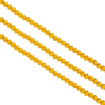 Șirag cristale rondele 4mm, culoare Honey Yellow Transparent - Aprox 130 buc