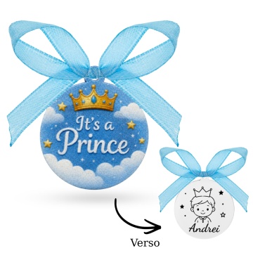 Bănuț pentru Botez Kolorino din Argint 925 – It's a Prince – 18 mm