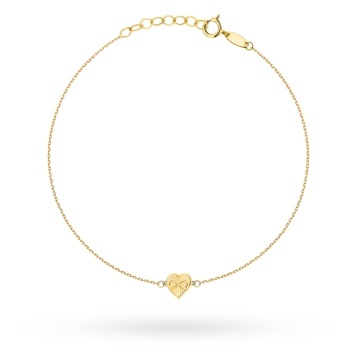 Bratara Aur 14K cu Inima Diamantata si Simbolul Infinitului