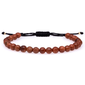 Brățara cu snur reglabil si Goldstone 6mm