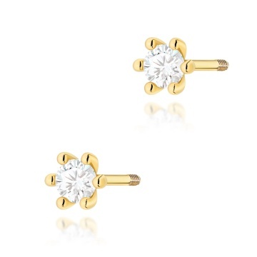 Cercei Aur 14K cu Diamant de Laborator 0.10 ct Filet cu Protectie
