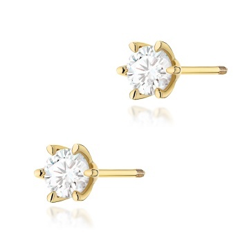 Cercei Aur 14K cu Diamant de Laborator 1.00 ct Filet cu Protectie
