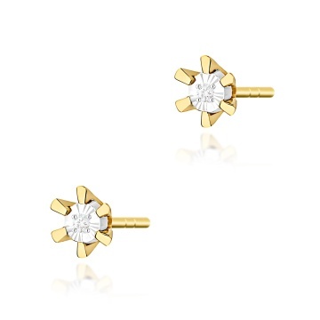 Cercei Aur 14K cu Diamant Natural 0.01 ct