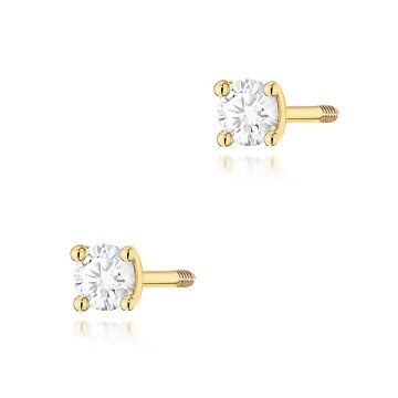Cercei Aur 14K cu Diamant Natural 0.04 ct Filet cu Protectie