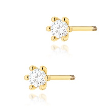 Cercei Aur 14K cu Diamant Natural 0.08 ct Filet cu Protectie