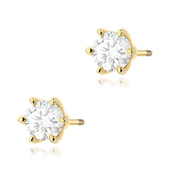 Cercei Aur 14K cu Diamant Natural 0.70 ct Filet cu Protectie