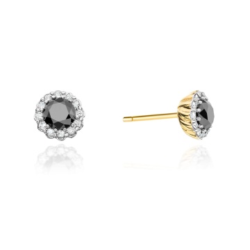 Cercei Aur 14K cu Diamante Naturale Albe si Negre 0.71 ct