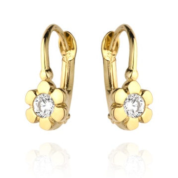 Cercei Aur 14k cu Floricele si Zirconii Albe
