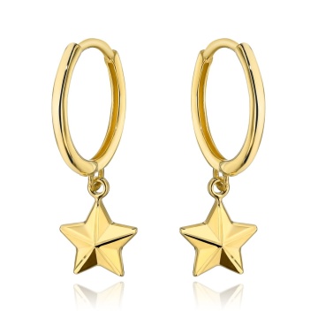 Cercei Aur 14K, Model Rotund cu Steluță