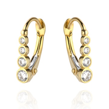 Cercei Aur Galben 14K cu Patru Zirconii Verticale