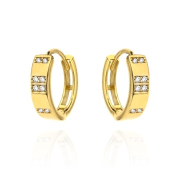 Cercei Aur Galben 14K cu Zirconiu, Model Rotund