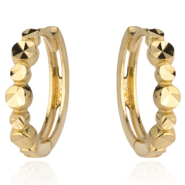Cercei Aur Galben 14K, Model Cerc cu Design Elegant